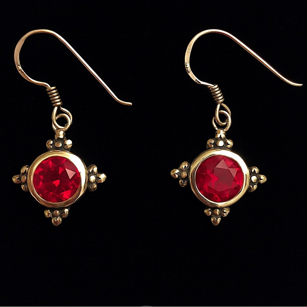 New Bali Sterling Silver Pink Faceted Tourmaline Dangle Earrings